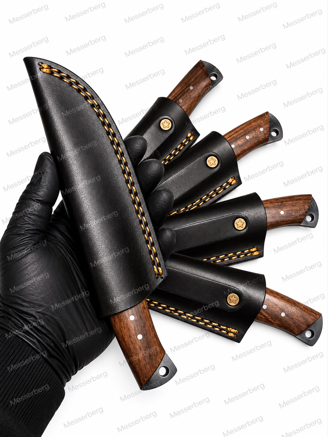 MesserBerg Outdoor-Messer mit Holzgriff & Premium-Lederscheide – Klassisches Design
