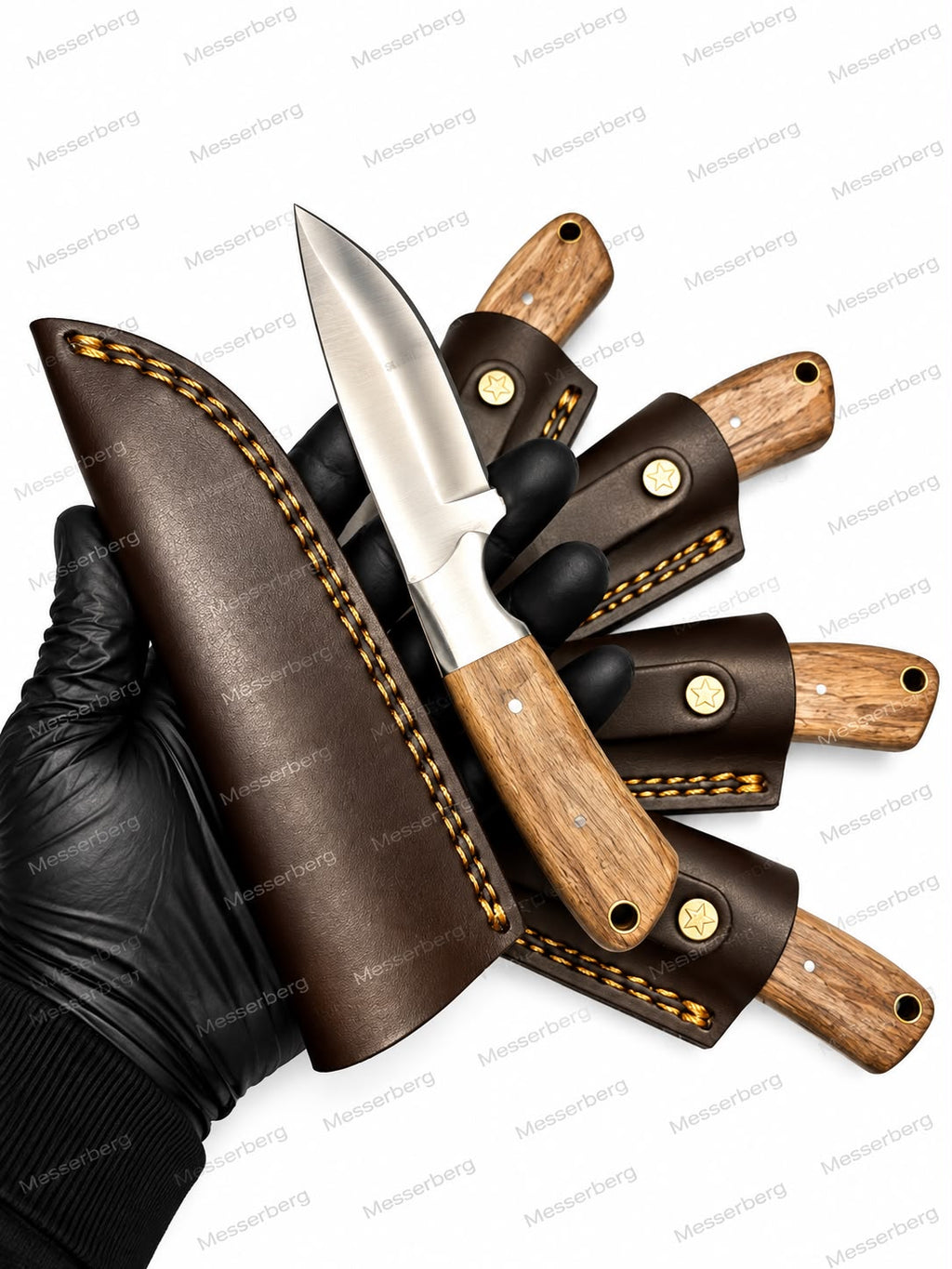Outdoor-Messer mit Echtholzgriff & Premium-Lederscheide – Klassisches Design