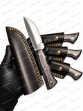 Outdoor-Messer mit Schwarz-Grauem Griff & Premium-Lederscheide