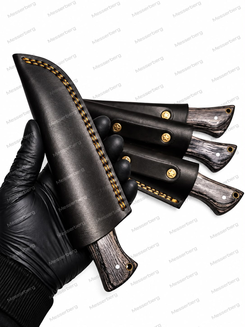 Outdoor-Messer mit Schwarz-Grauem Griff & Premium-Lederscheide