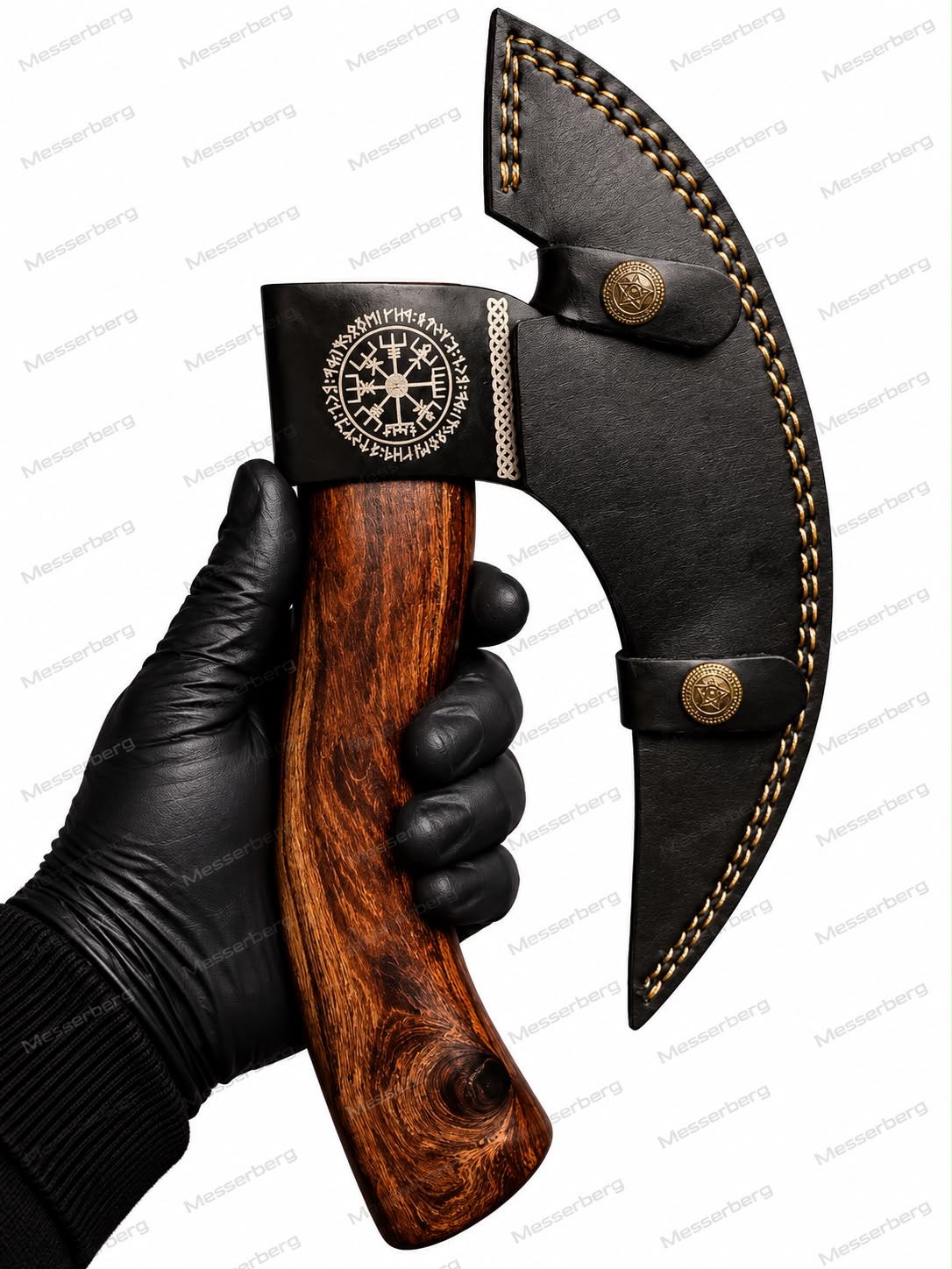 Viking-Axt mit Drachen-Gravur – Schwarze nordische Axt mit Holzgriff, Wikinger-Design & dekoratives Sammlerstück